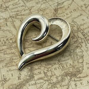 NAPIER Silver Tone Heart Brooch